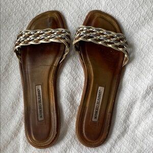 Manolo Blahnik Brown and Gold Women's Sandals